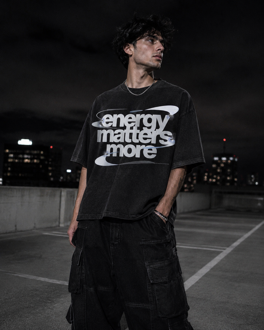 Energy Matters More Acid Wash Oversized T-Shirt